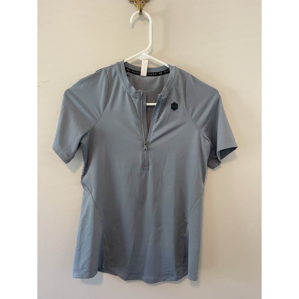 Under Armour Rush Top Womens Small Blue Quarter Zip Mesh Back Athletic Shirt